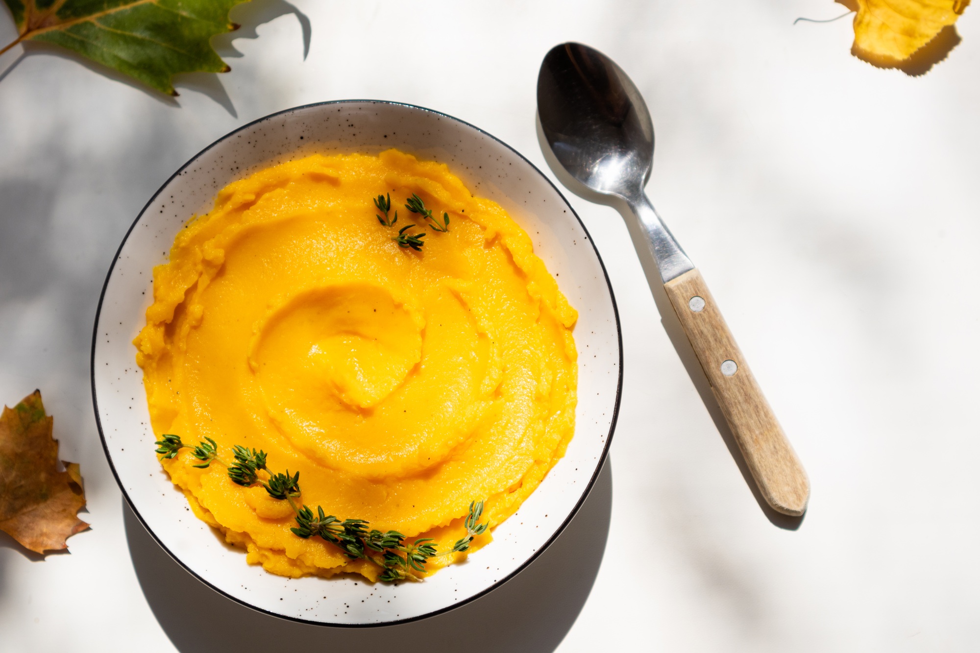 La purée de citrouille d'automne dans un bol.