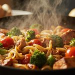 One-pot pâtes au poulet et légumes prêt en 20 minutes